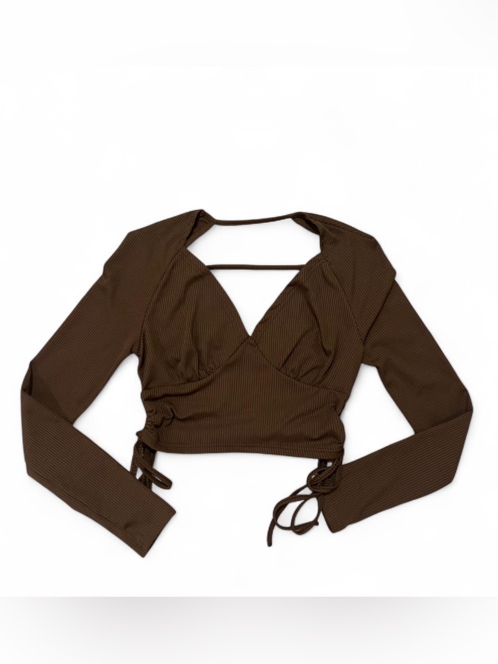 Brown Open Back Side Tie top
